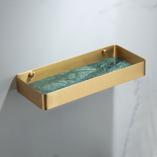 Polished Brass Bathroom Accessory Set with Marble Hardware