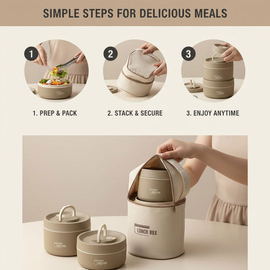 Lunch Box Set - Stainless Steel - Multi-Container