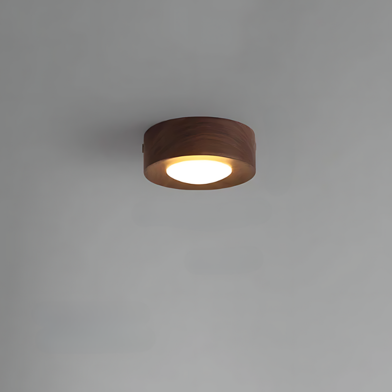 Walnut Ceiling Lamp with LED Spotlights