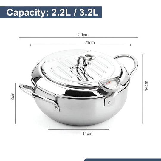 Deep Fryer Pot - Stainless Steel - Thermometer