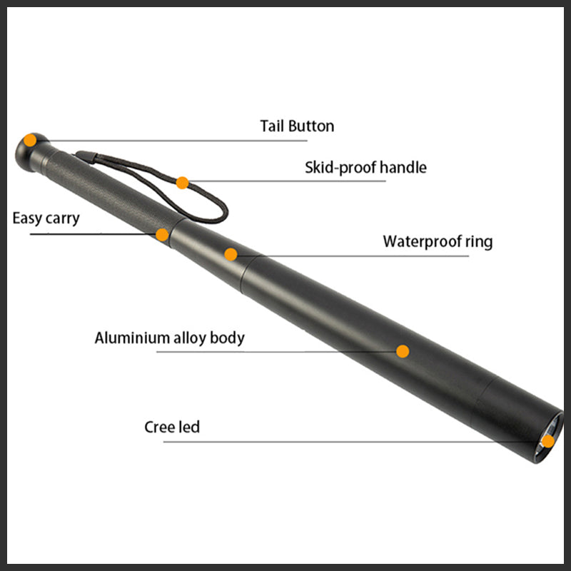 Baseball Bat Shaped LED Flashlight | Aluminium Alloy, 3 Lighting Modes | Emergency & Utility Use