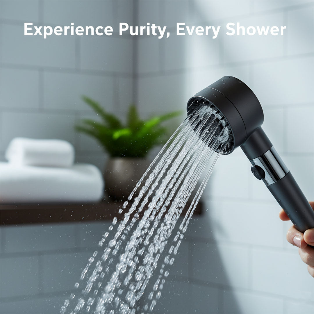 High-Pressure Showerhead - Filtration System - Water-Saving Design