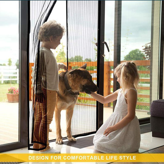 Magnetic Fly Screen Door with Continuous Hook and Loop Fastener
