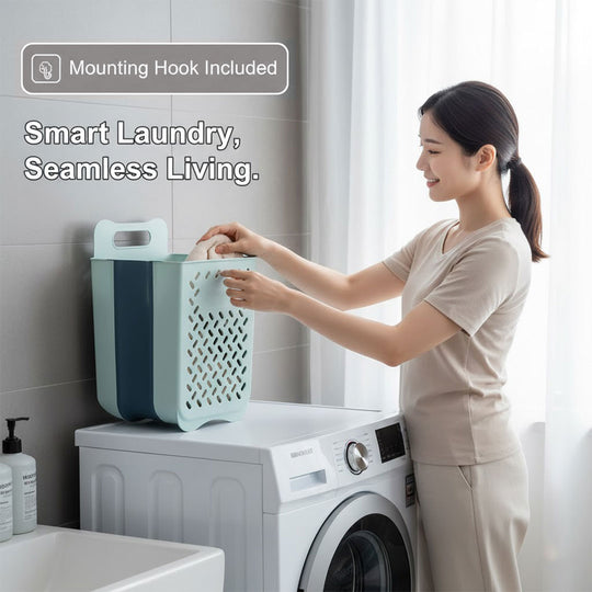 Wall-Mounted Laundry Basket - Foldable Design - Mesh Build