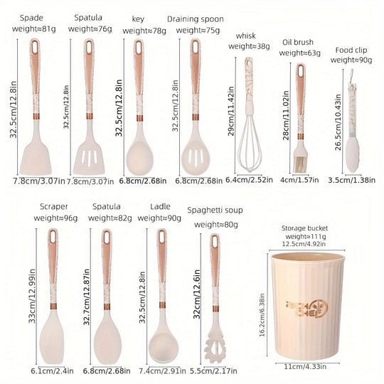 Elegant Silicone Kitchen Utensil Set - Cooking Joy for Your Kitchen