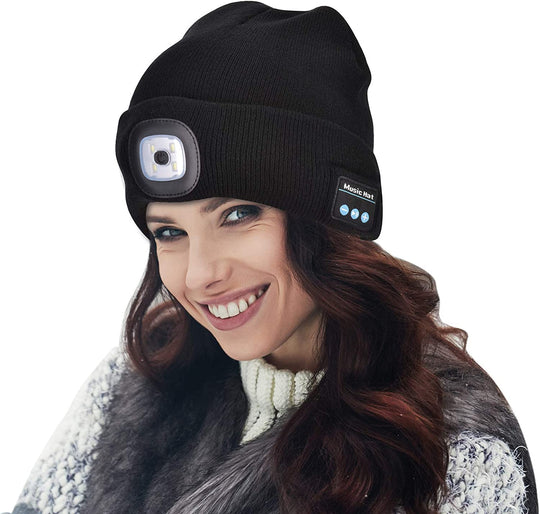 Bluetooth Beanie Hat Light with Wireless Headphones