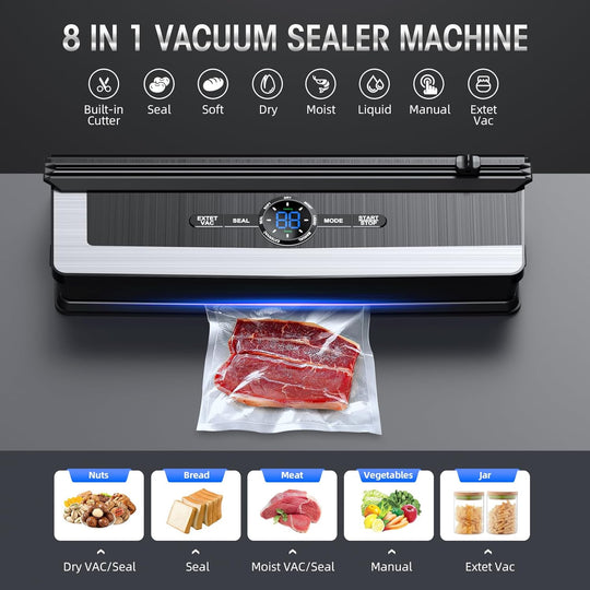 8-in-1 Vacuum Sealer with Built-in Cutter