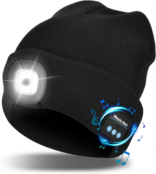 Bluetooth Beanie Hat Light with Wireless Headphones