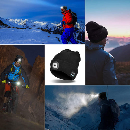 Bluetooth Beanie Hat Light with Wireless Headphones