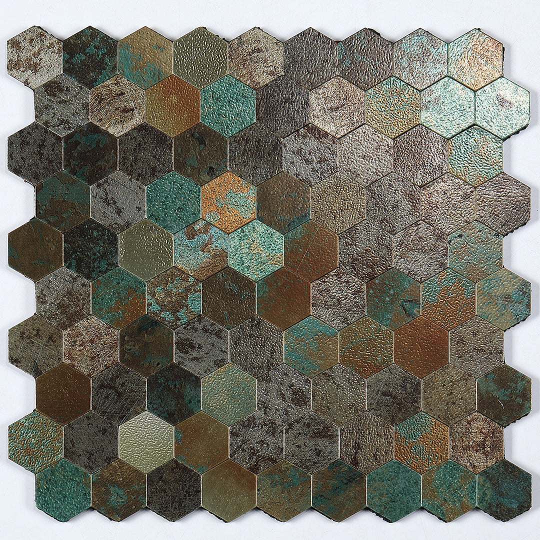 Modern Tile Peel & Stick Metal Mosaic Hexagon Subway Tile