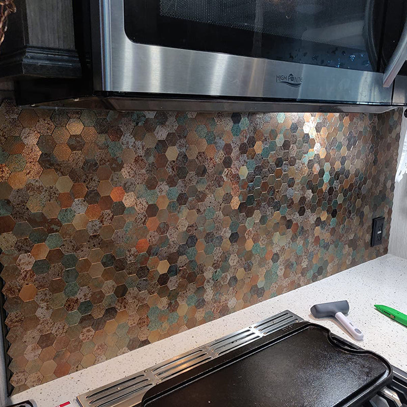 Modern Tile Peel & Stick Metal Mosaic Hexagon Subway Tile