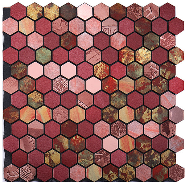 Modern Tile Peel & Stick Metal Mosaic Hexagon Subway Tile