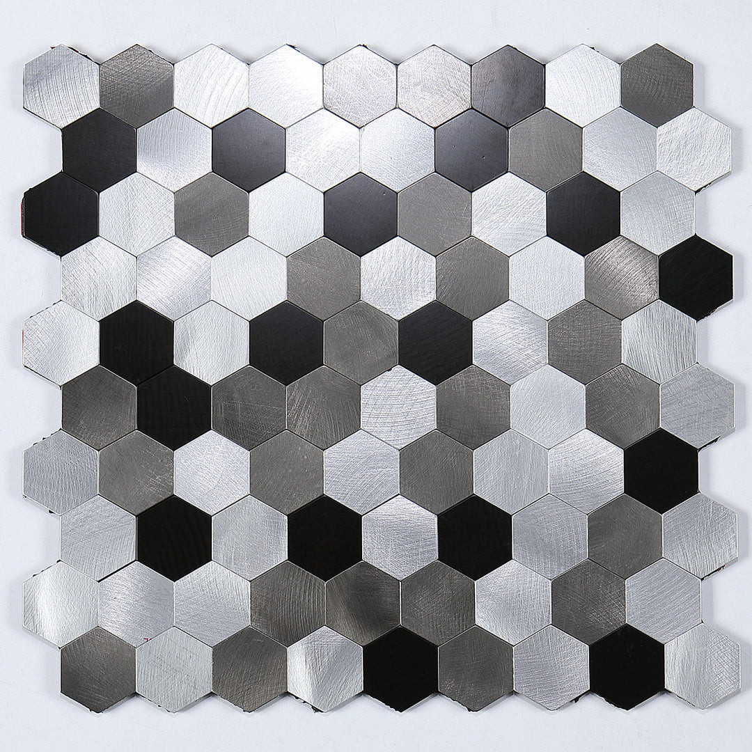 Modern Tile Peel & Stick Metal Mosaic Hexagon Subway Tile