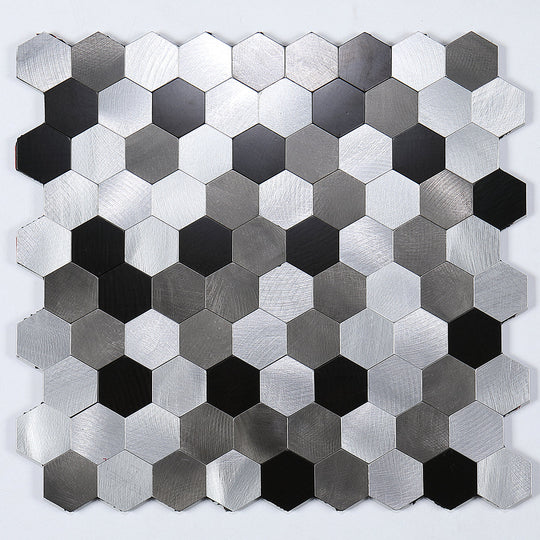 Modern Tile Peel & Stick Metal Mosaic Hexagon Subway Tile
