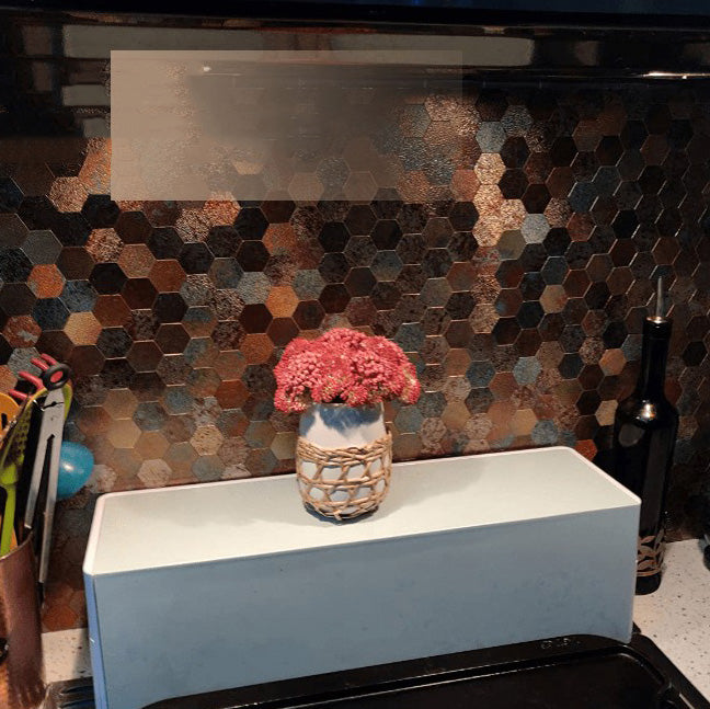 Modern Tile Peel & Stick Metal Mosaic Hexagon Subway Tile