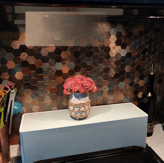 Modern Tile Peel & Stick Metal Mosaic Hexagon Subway Tile
