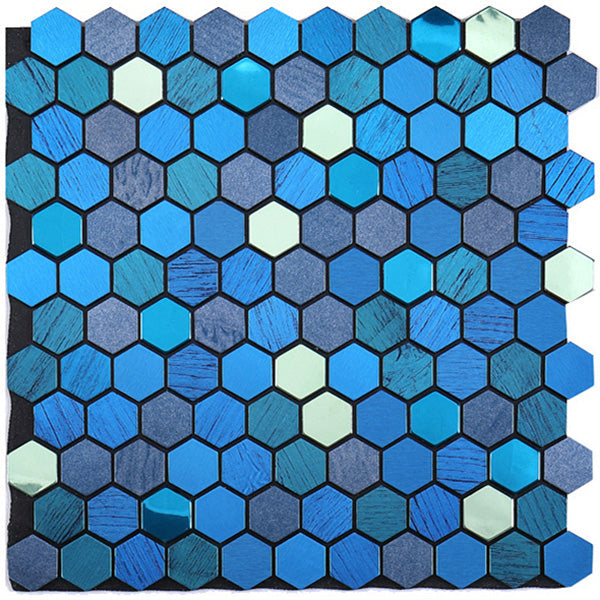 Modern Tile Peel & Stick Metal Mosaic Hexagon Subway Tile