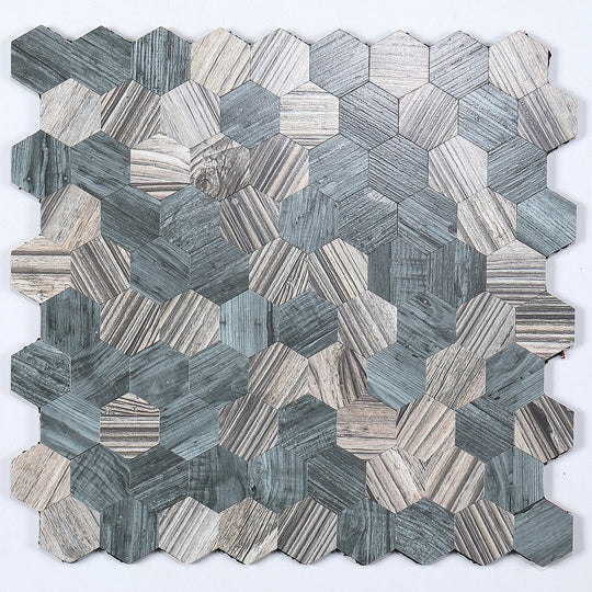 Modern Tile Peel & Stick Metal Mosaic Hexagon Subway Tile