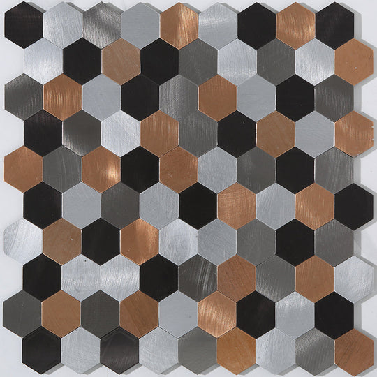 Modern Tile Peel & Stick Metal Mosaic Hexagon Subway Tile