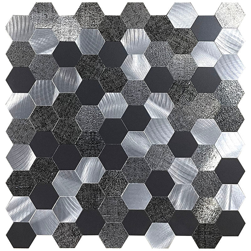 Modern Tile Peel & Stick Metal Mosaic Hexagon Subway Tile
