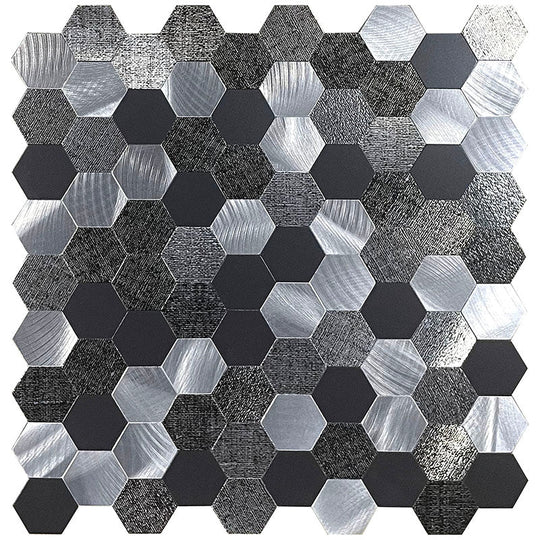 Modern Tile Peel & Stick Metal Mosaic Hexagon Subway Tile