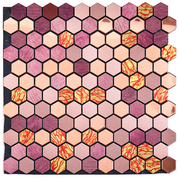 Modern Tile Peel & Stick Metal Mosaic Hexagon Subway Tile