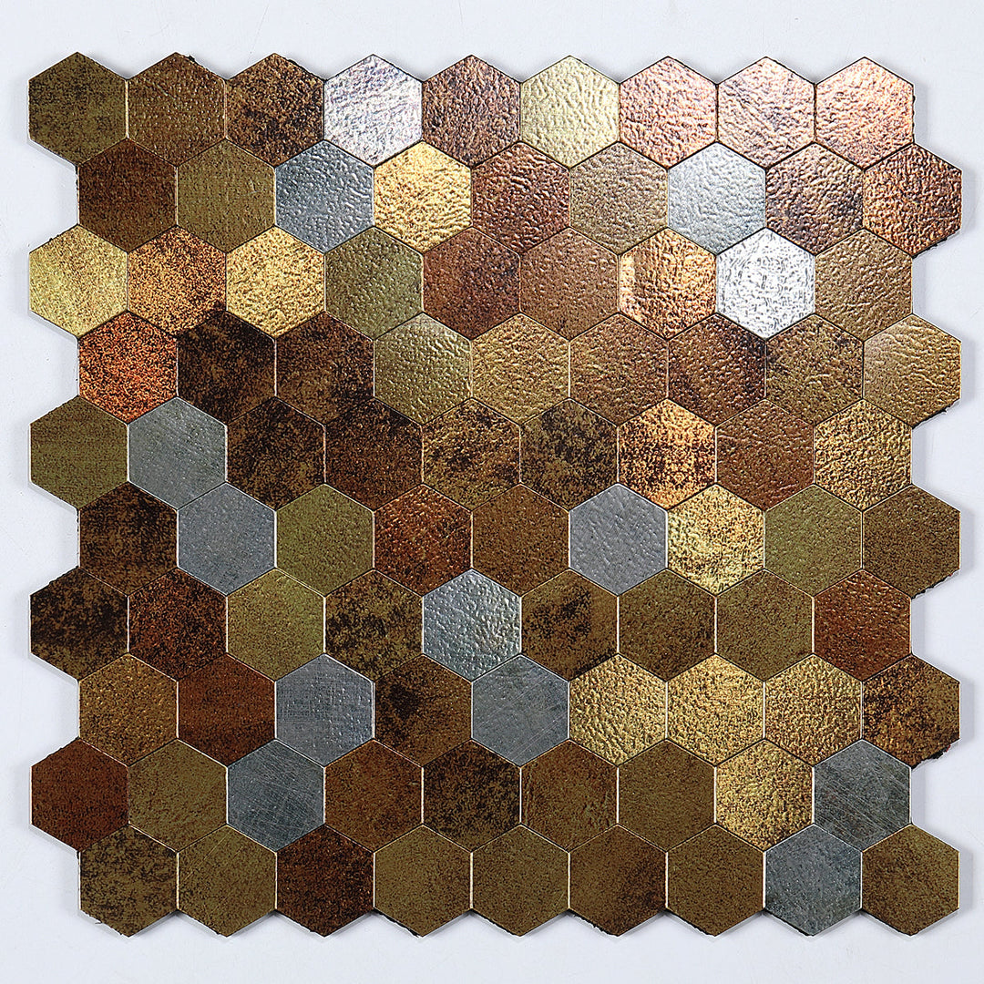 Modern Tile Peel & Stick Metal Mosaic Hexagon Subway Tile