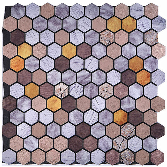 Modern Tile Peel & Stick Metal Mosaic Hexagon Subway Tile