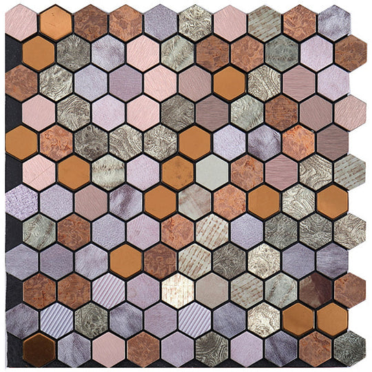 Modern Tile Peel & Stick Metal Mosaic Hexagon Subway Tile