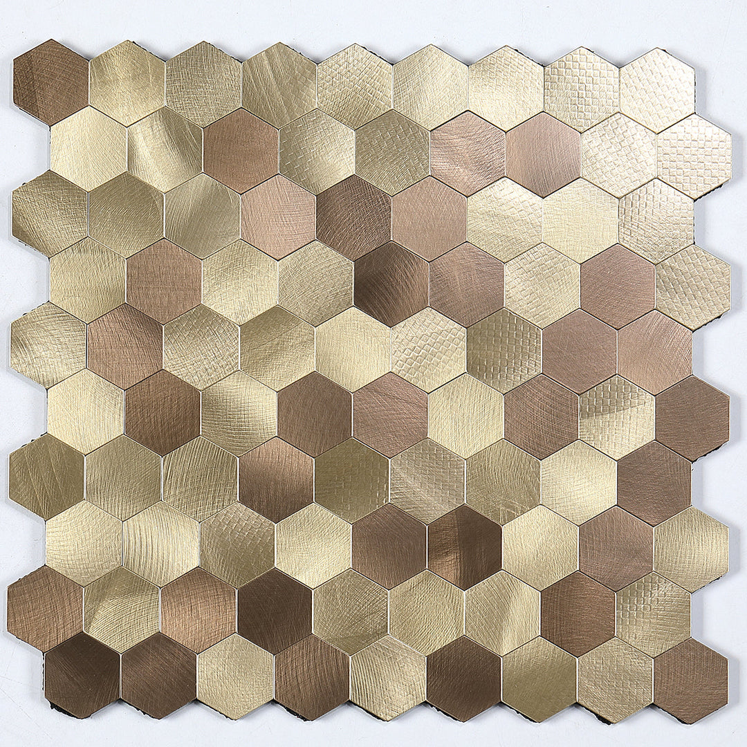 Modern Tile Peel & Stick Metal Mosaic Hexagon Subway Tile