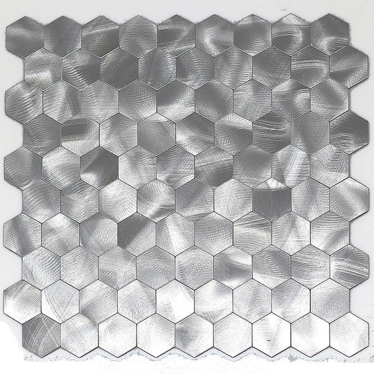 Modern Tile Peel & Stick Metal Mosaic Hexagon Subway Tile