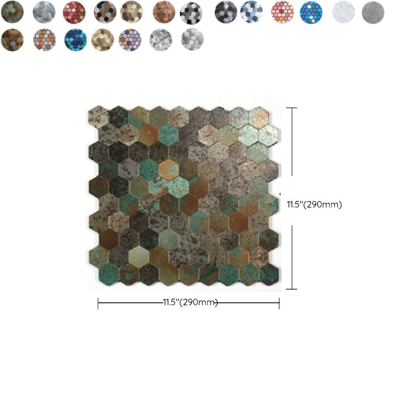 Modern Tile Peel & Stick Metal Mosaic Hexagon Subway Tile