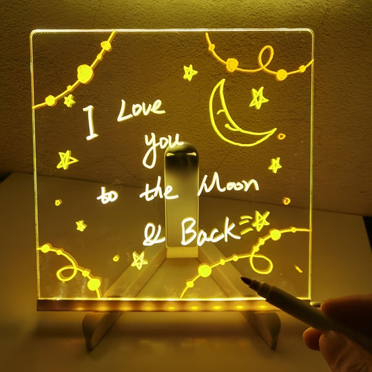 USB LED Noteboard with 12 Coloured Pens - Bright Message Board for Office & Home