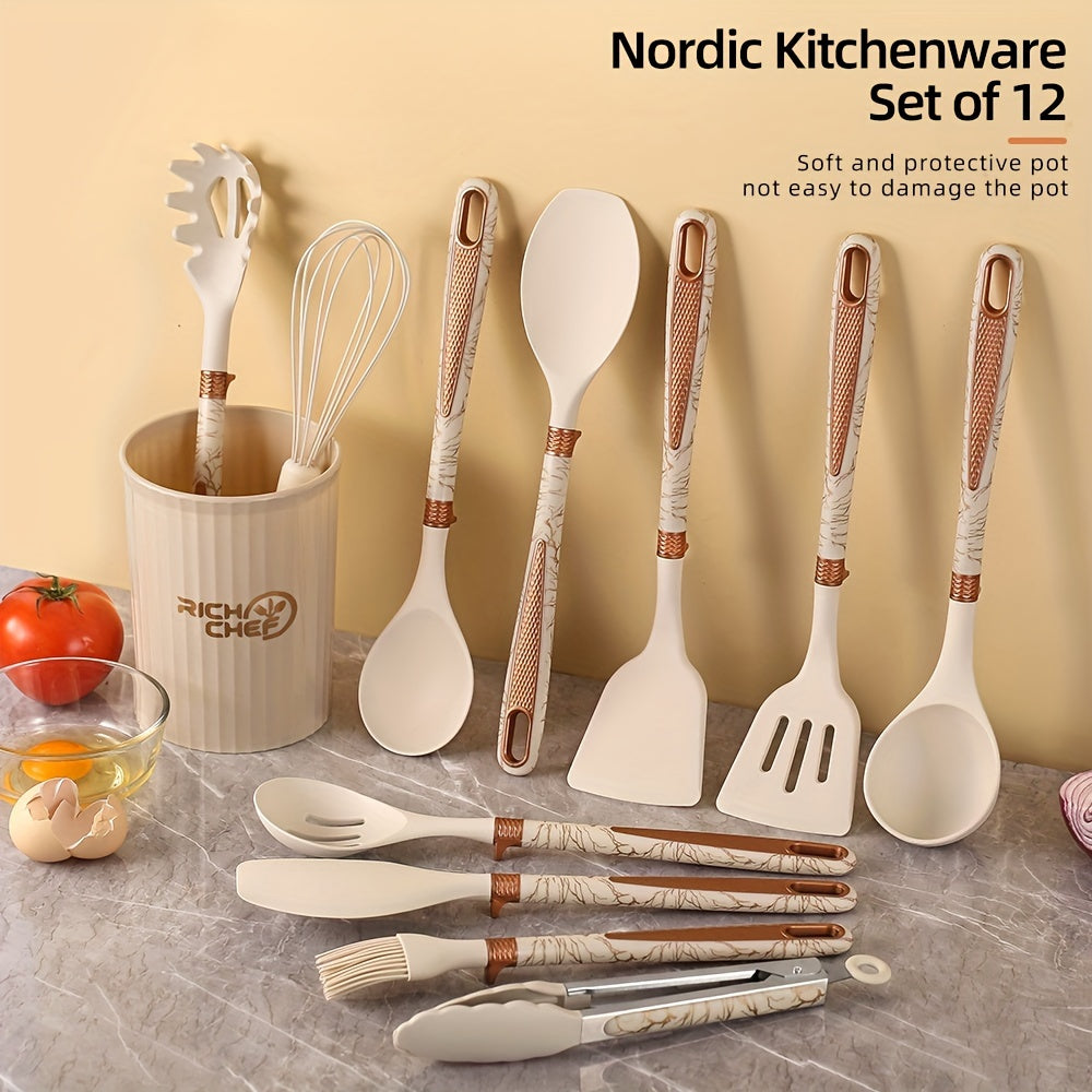 Elegant Silicone Kitchen Utensil Set - Cooking Joy for Your Kitchen