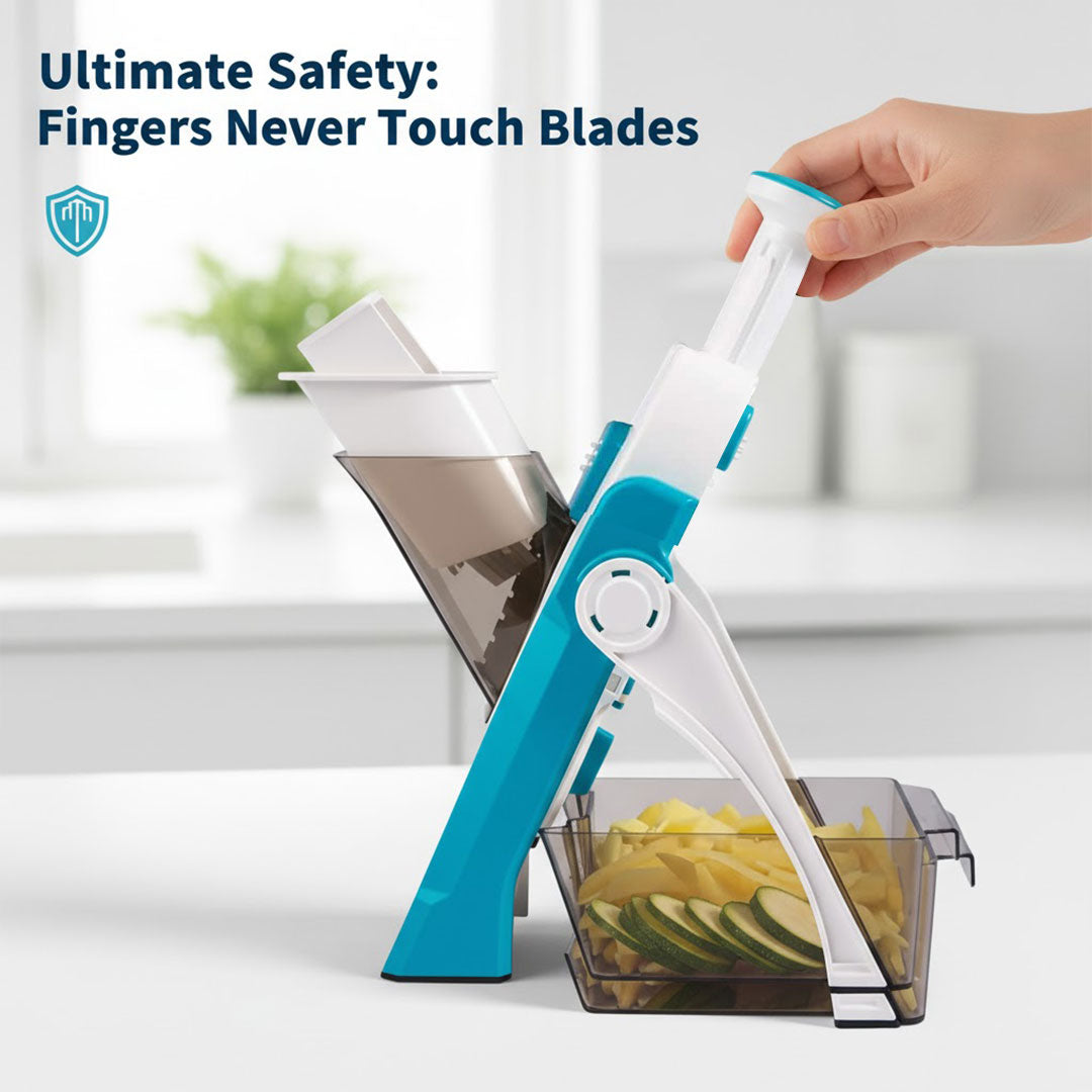Vegetable Slicer - Interchangeable Blades - Safety Design