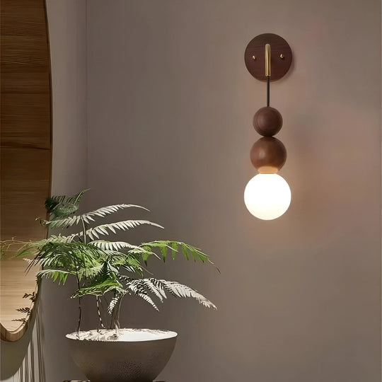 Walnut & Brass Accent Wall Light