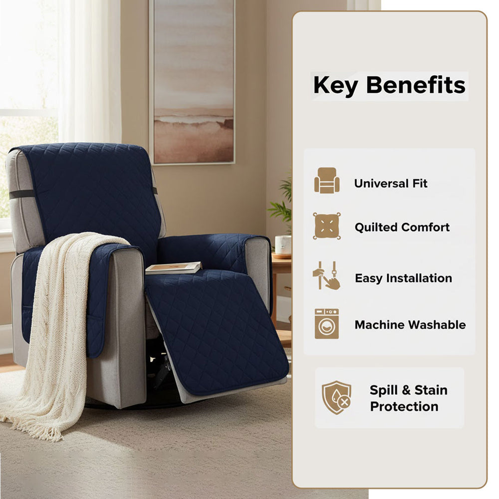 Stretchable Recliner Cover - Quilted Design - Universal Fit