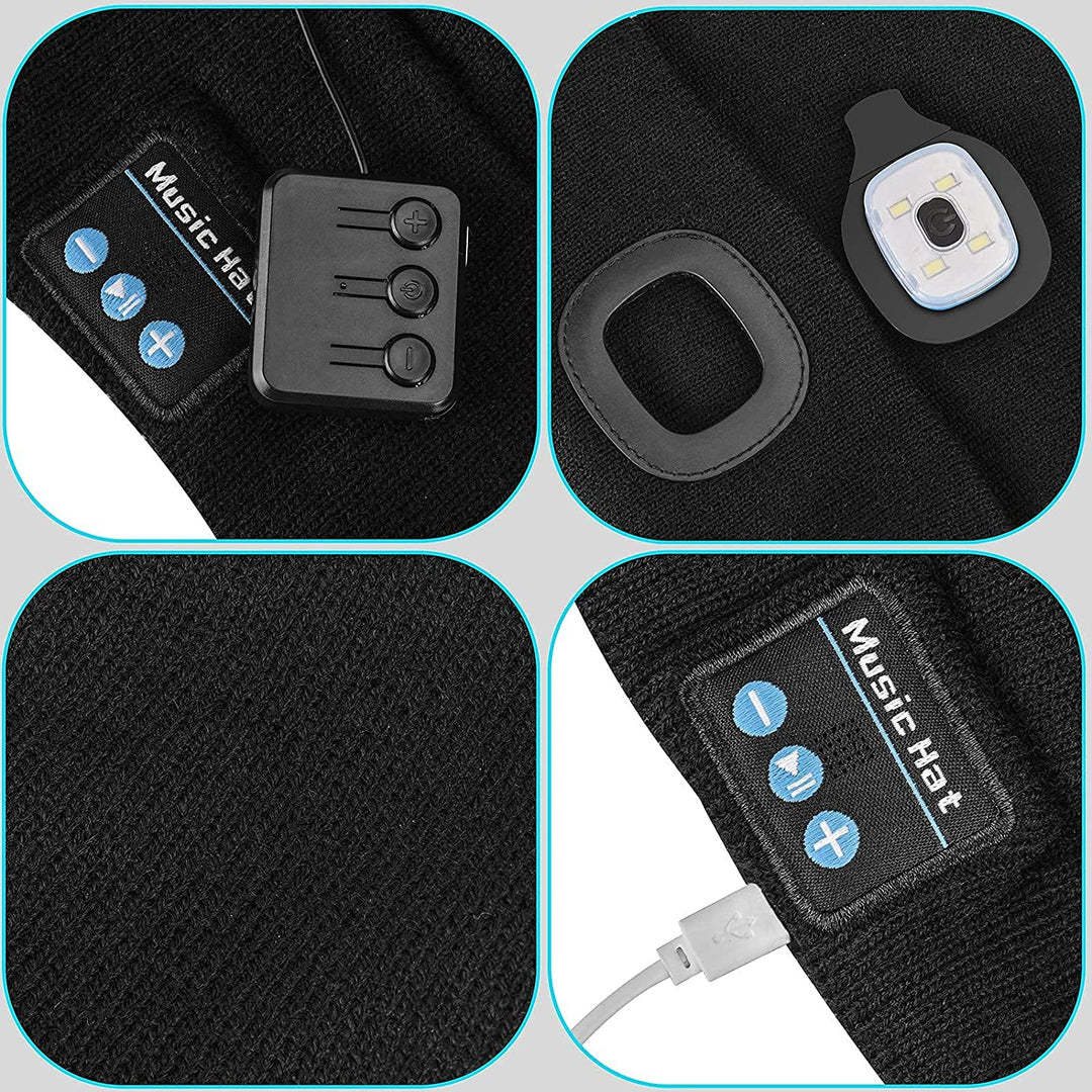 Bluetooth Beanie Hat Light with Wireless Headphones
