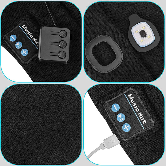Bluetooth Beanie Hat Light with Wireless Headphones