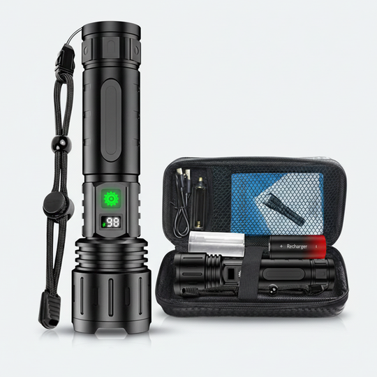 LED Flashlight - Rechargeable Torch - Adjustable Beam