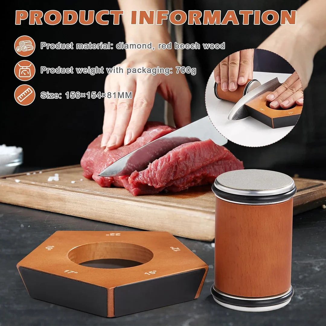 Knife Sharpener Set - Rolling Design - Diamond Discs