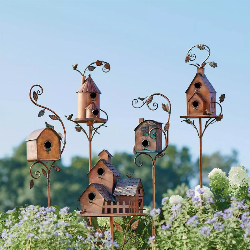 Garden Birdhouse Stakes