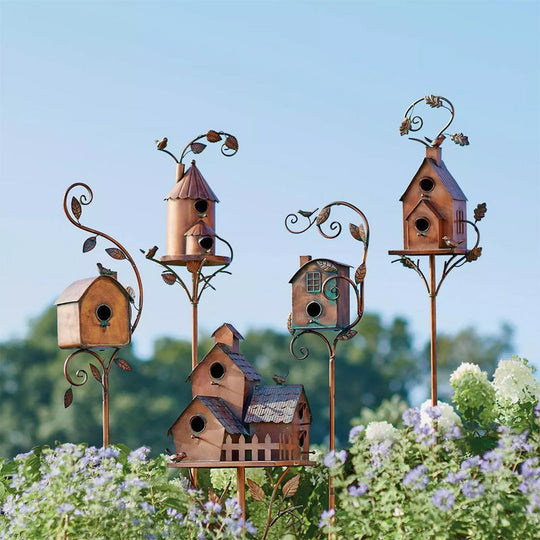 Garden Birdhouse Stakes