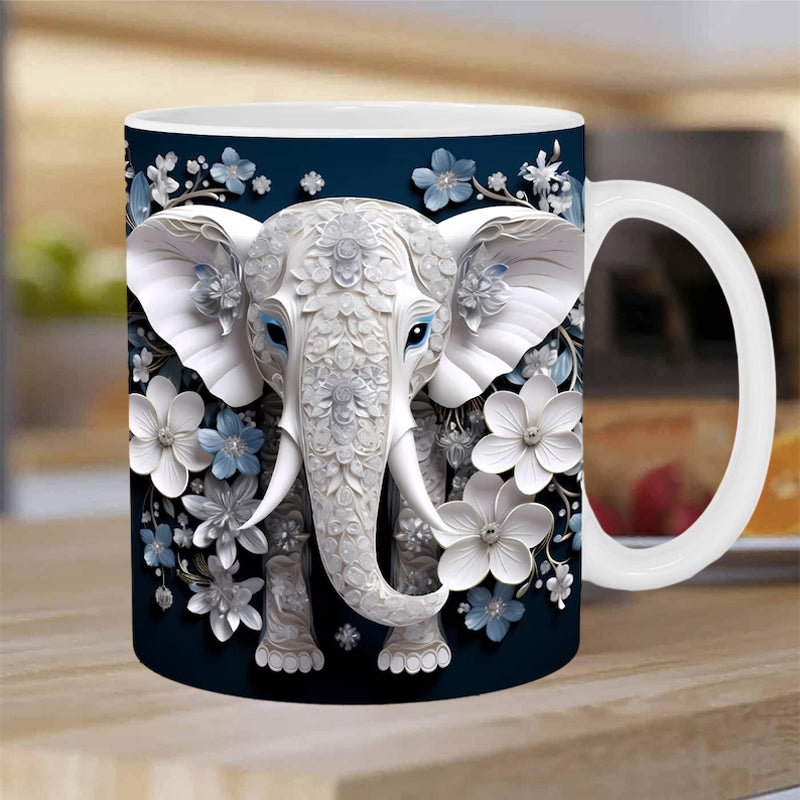 3D Elephant Flower Mug