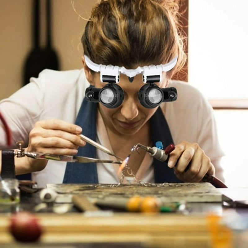 Magnifying Glasses with LED Lamps for Dual Eyes