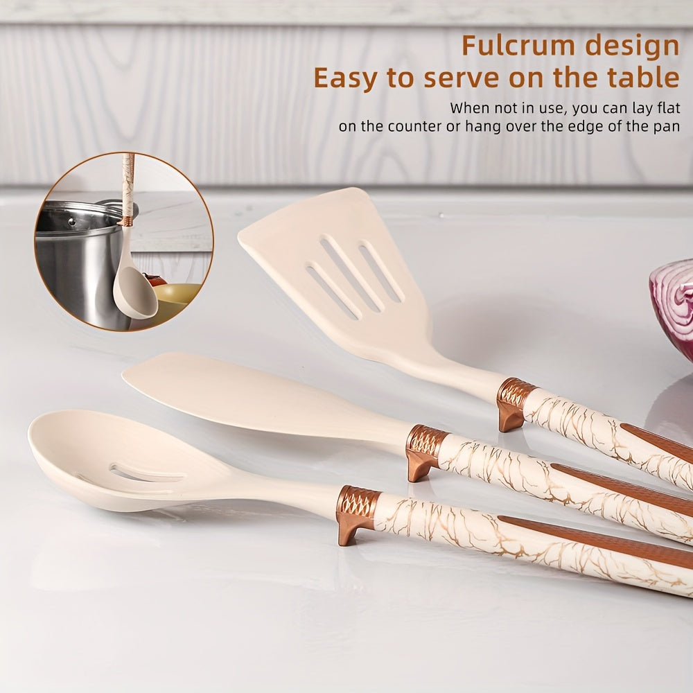Elegant Silicone Kitchen Utensil Set - Cooking Joy for Your Kitchen