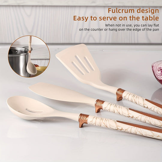 Elegant Silicone Kitchen Utensil Set - Cooking Joy for Your Kitchen