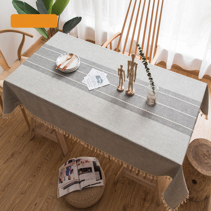 Waterproof Oil-Resistant Rectangular Tablecloth - Cotton Linen, Wrinkle-Resistant for Kitchen, Dining Room, Buffet, and Party