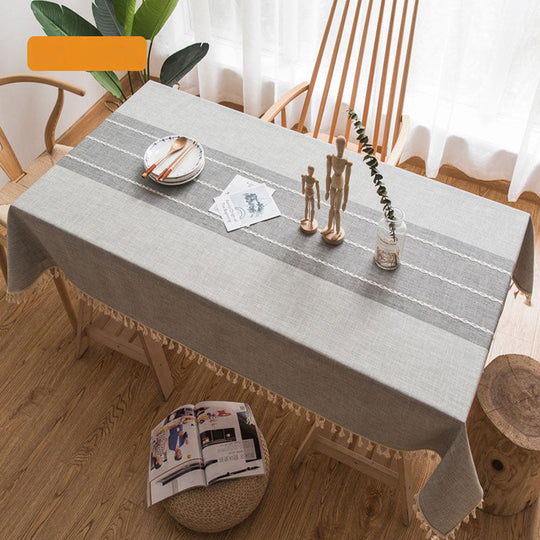 Waterproof Oil-Resistant Rectangular Tablecloth - Cotton Linen, Wrinkle-Resistant for Kitchen, Dining Room, Buffet, and Party
