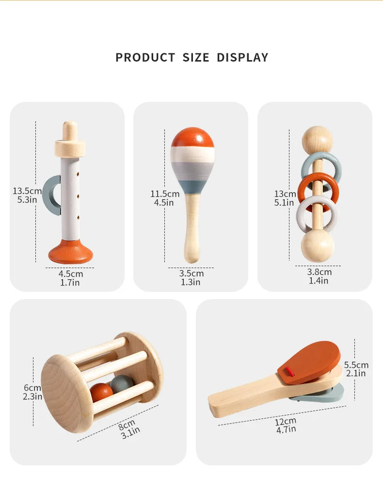 Wooden Montessori Musical Instrument Set for Toddlers - Professionally Tuned Xylophone, Maracas, and More - Educational Gift for Preschoolers